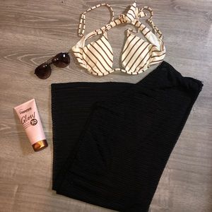 Black beach cover up flare pants